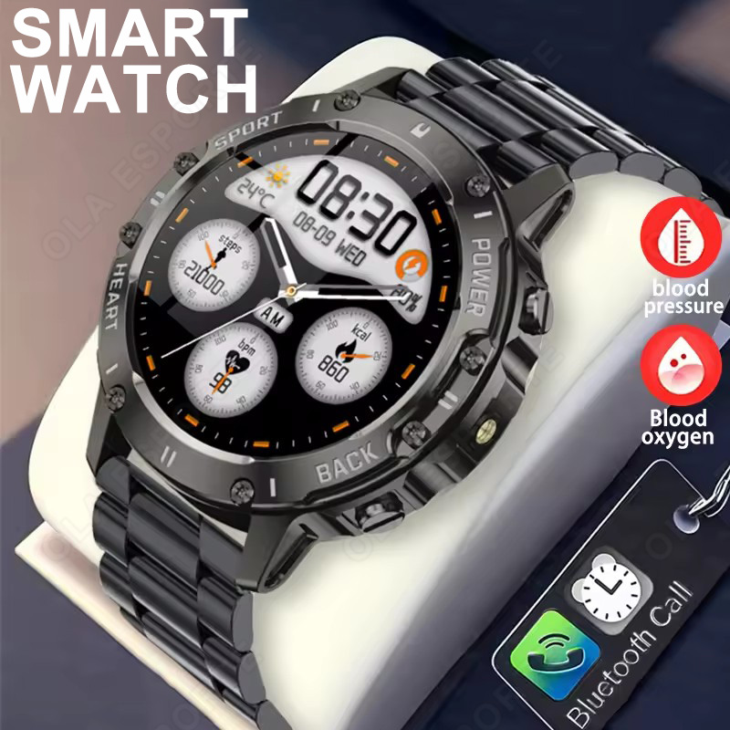 Smartwatch X12 - Militärische Outdoor-Smartwatch mit 1,39-Zoll TFT-Runddisplay, 360