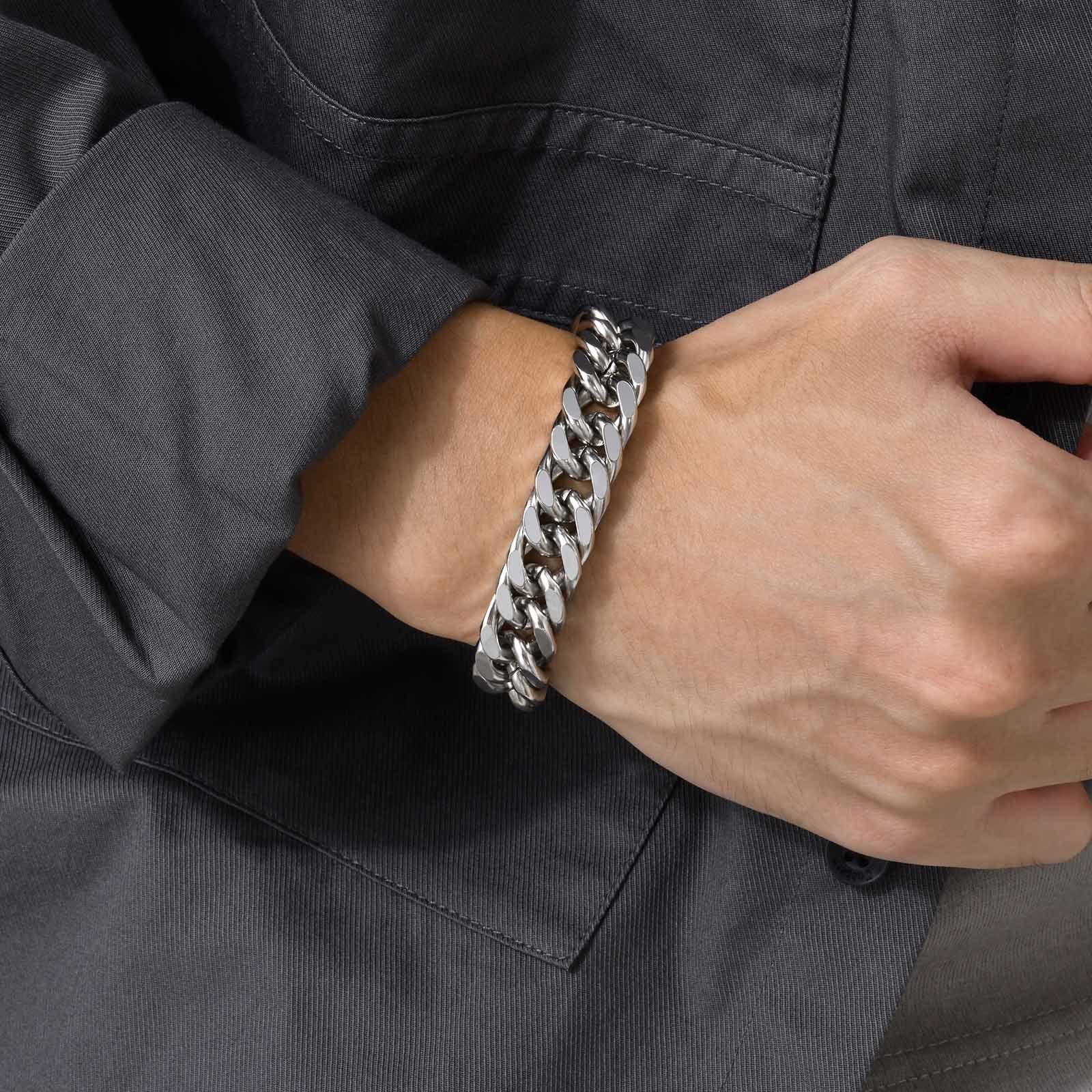 Ceramic Link Bracelet - Herren Chunky 8/10/12/15MM Edelstahl Kubanische Kette