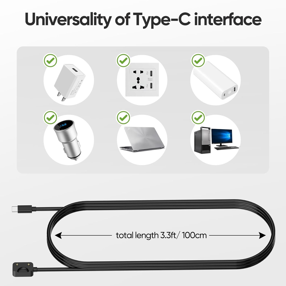 Schwarzes USB-C ladekabel für  – Best Smartwatch Accessories Bewertung und Preis