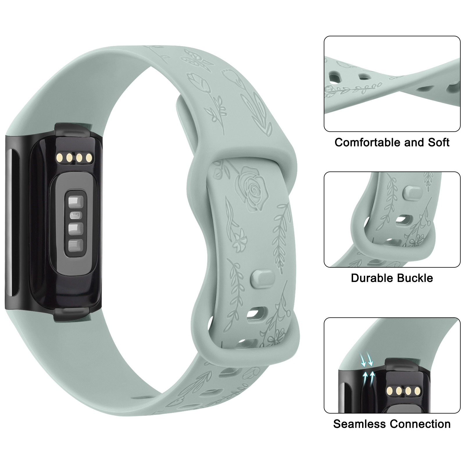 Uhrenarmband mit Blumengravur  – Silicone Band Replacement Bewertung und Preis